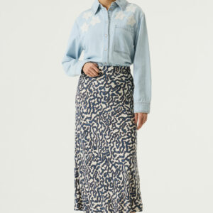 Jupe fluide imprimé bleu