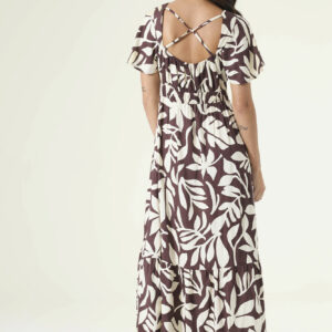 Robe imprimé fleuri marron