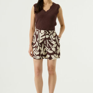 Short fleuri marron