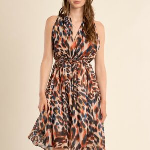 Robe courte imprimée, asymétrique