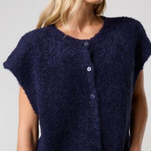 Gilet sans manches boutonné bleu marine