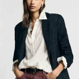 Blazer bleu marine en velours ras