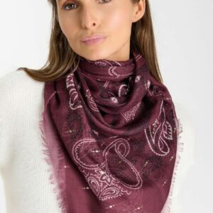 Foulard motifs cachemire bordeaux