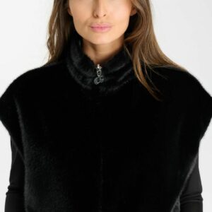 Veste réversible noire et léopard
