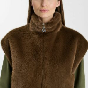 Veste réversible chataigne et léopard