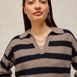 Pull col polo rayé