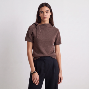 Pull manches courtes avec nœud marron