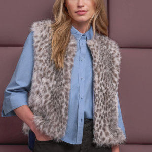 Gilet sans manches zippé en fausse fourrure