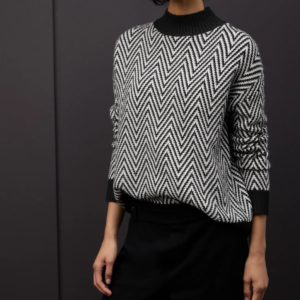 Pull jacquard col cheminé