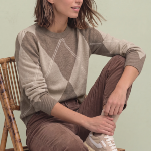 Pull losanges beige