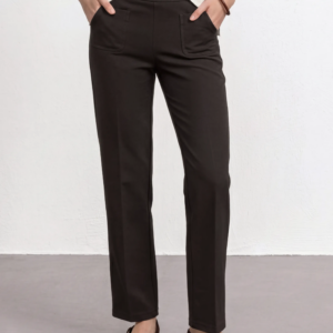 Pantalon stretch coupe droite marron