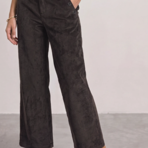 Pantalon en velours à boutons marron chocolat