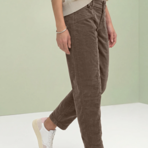 Pantalon « Barrel » en velours côtelé taupe