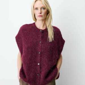 Cardigan oversize 50% laine et alpaga bordeaux