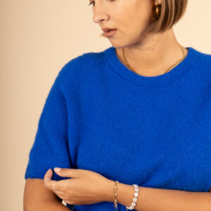 Pull manches courtes bleu roi