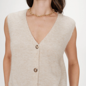 Gilet sans manches beige boutonné