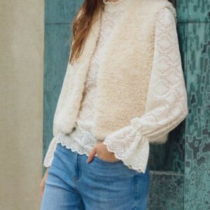 Veste sans manches imitation mouton écru