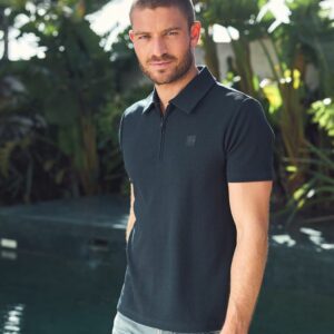 Polo zippé bleu marine
