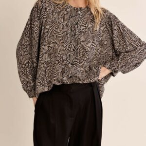 Blouse imprimée col mao