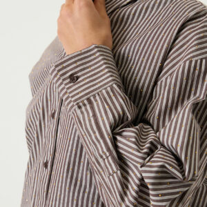 Chemise rayée marron et beige