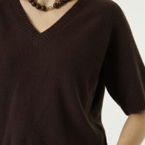 Pull manches courtes marron chocolat