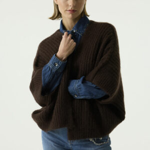 Gilet large manches courtes marron