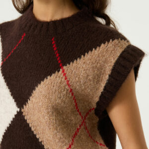 Pull sans manches motifs losanges