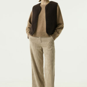 Pant en velours fluide beige