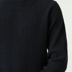 Pull col rond bleu marine