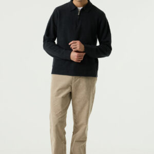 Pull col zippé bleu marine