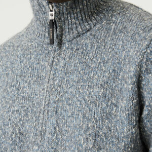 Pull col cheminé chiné bleu