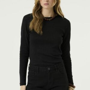 T-shirt manches longues noir pailleté