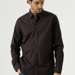 Chemise marron imprimée